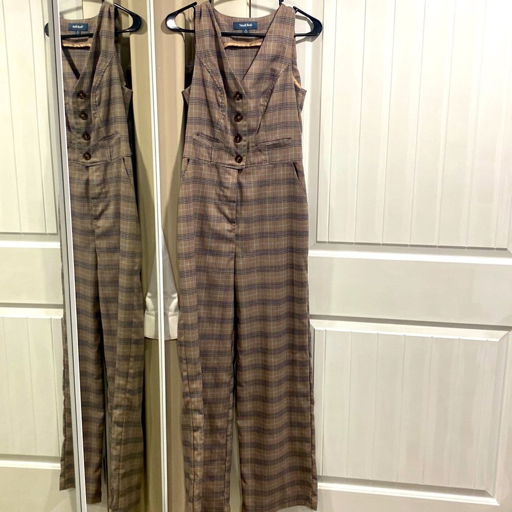 ModCloth plaid vest jumpsuit